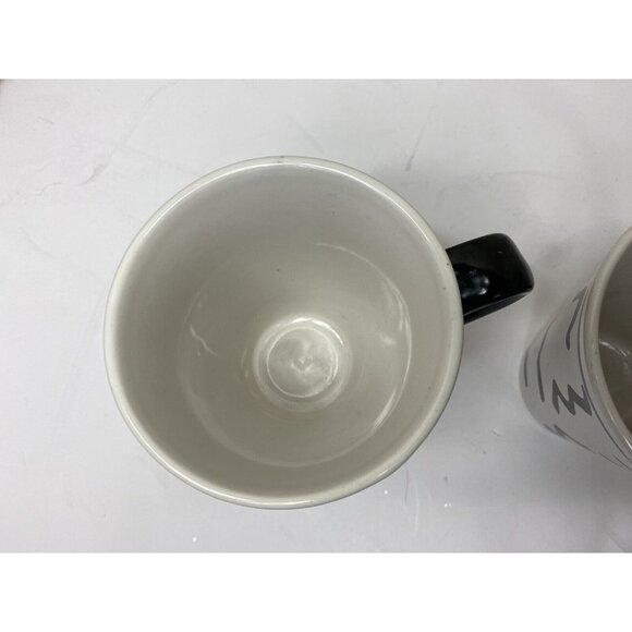 Pair Croix Du Sud Large Ceramic Mugs Coffee Cup B&W Sailboats Abstract Lot 2 - Picture 2 of 11